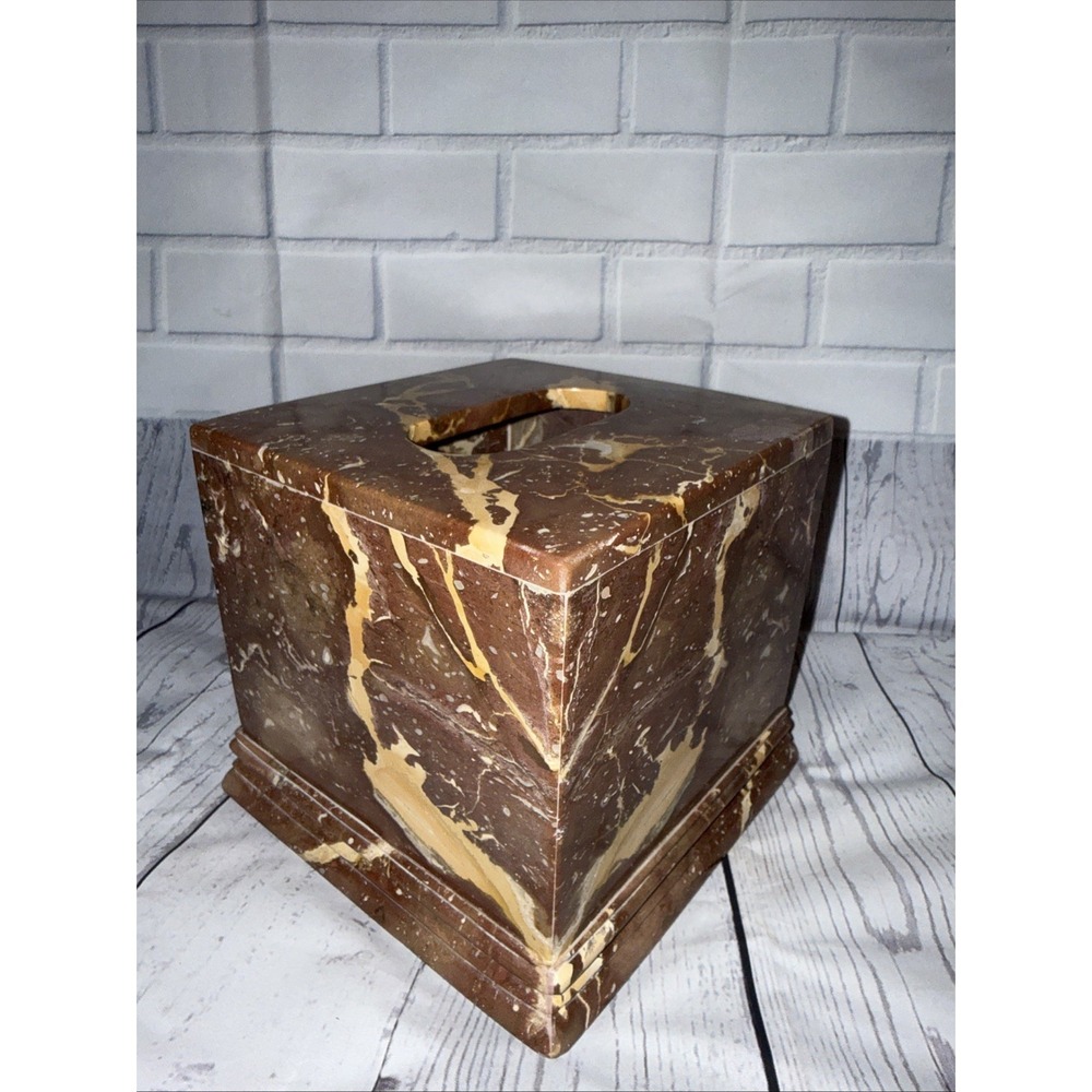 Natural Stone Marble Travertine Tissue Box Holder Cover Square Brown Heavy Duty